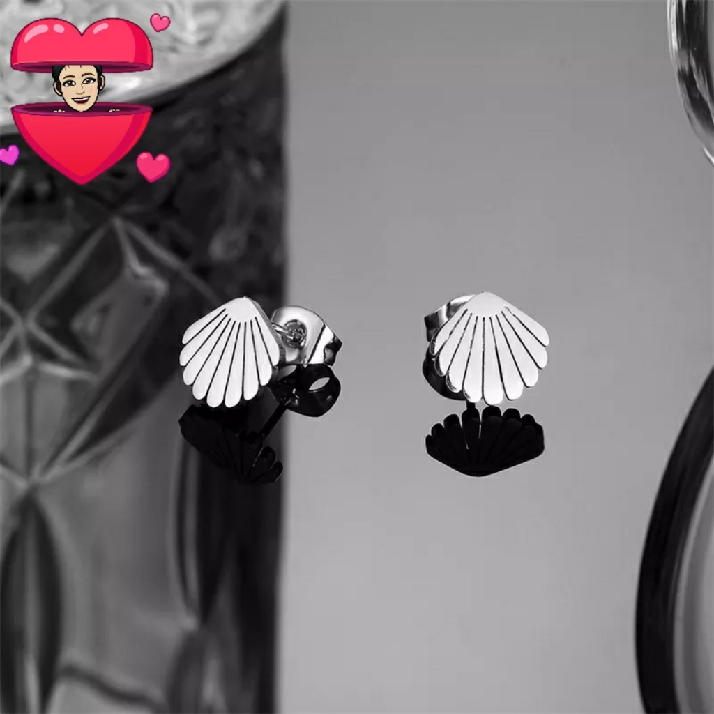 Silver Seashell Stud Earrings